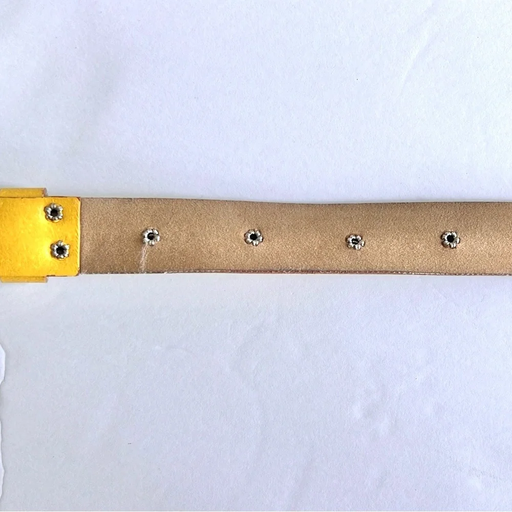 80s Yellow Leather Belt S/M